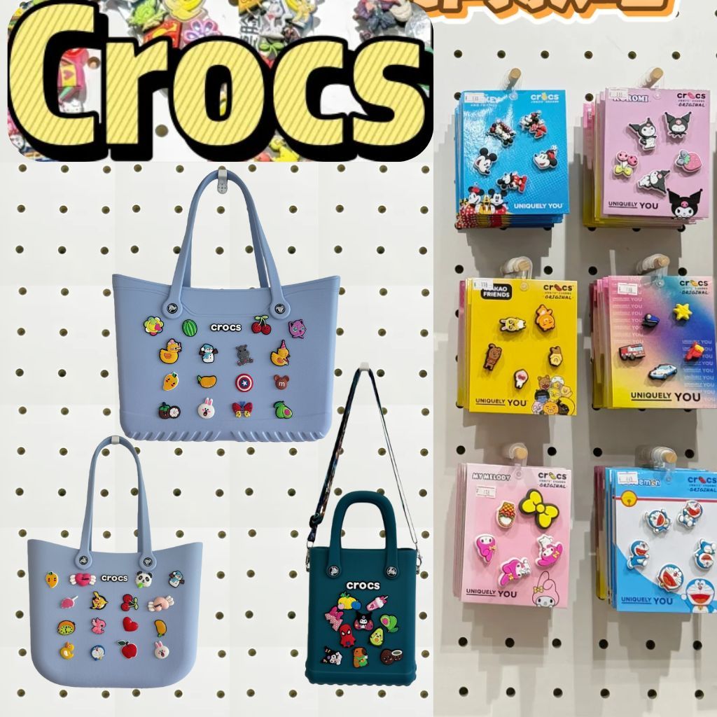 Jibitz tote bag Womens CRS Tote Bag Waterproof Full Rubber Crocs Bag วัสดุ Eva