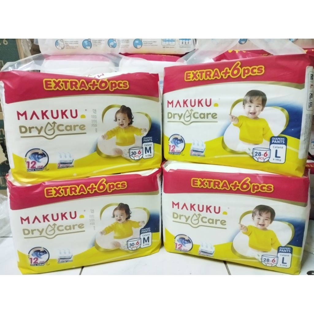 [2 แพ็ค] SAVING BUNDLING MAKU DRY CARE EXTRA +6PCS SIZE L28+6 | M30+6 | Makuku กางเกงผ้าอ้อม Bundle 