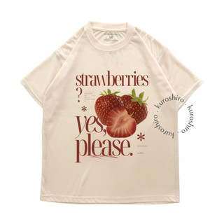 KUROSHIRO - Kaos Wanita Strawberry Letter Print Style Baju Perempuan Oversize