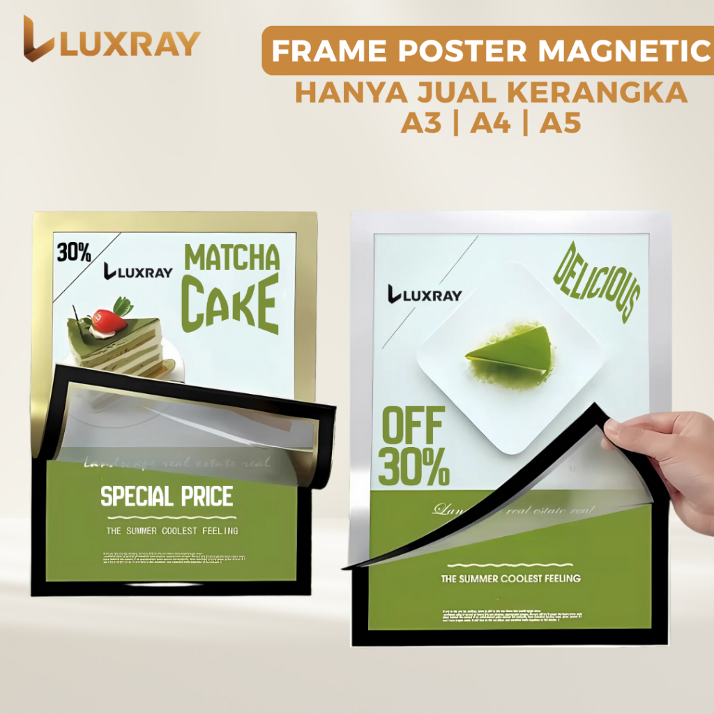 LUXRAY Magentic Poster Frame A3 A4 Gold & Silver Photo Wall Frame