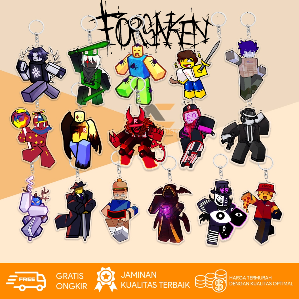 GANTUNGAN Roblox Forsaken Survivors & Killer พวงกุญแจตัวละคร / Roblox Forsaken พวงกุญแจ / Roblox Forsaken พวงกุญแจตัวละคร