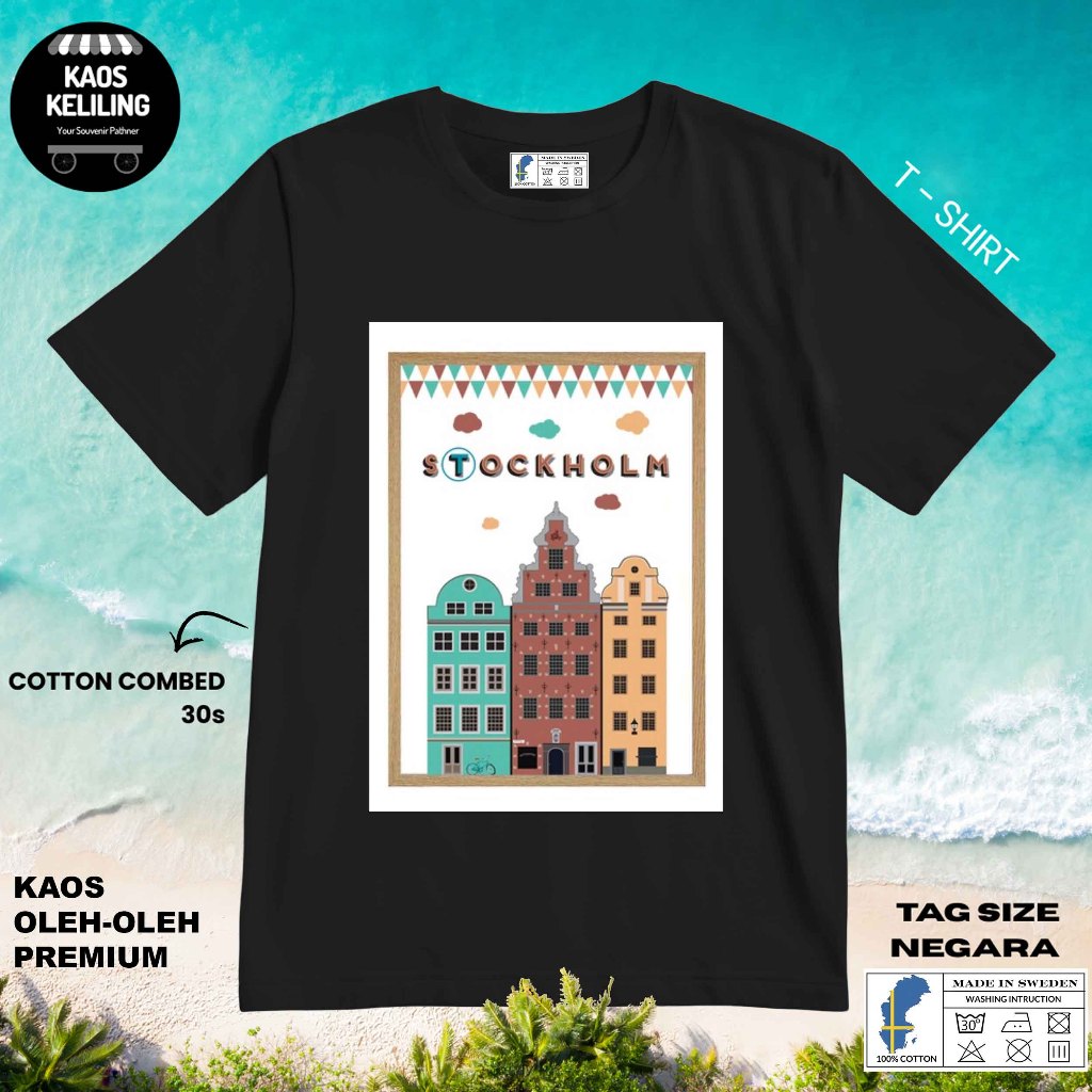 SWEDEN SOUVENIR เสื้อยืด SWEDEN 19 ดั้งเดิม SWEDEN LABEL TAG ของขวัญพรีเมี่ยม SOUVENIR CLOTHES