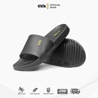 Titik - Sandal Slide Slip On Pria Casual Empuk Nyaman Anti Slip Sendal Selop Pria Terbaru Kekinian Sandal Cowo Trendy Keren Nyaman di Pakai Size 39-44- Destiny