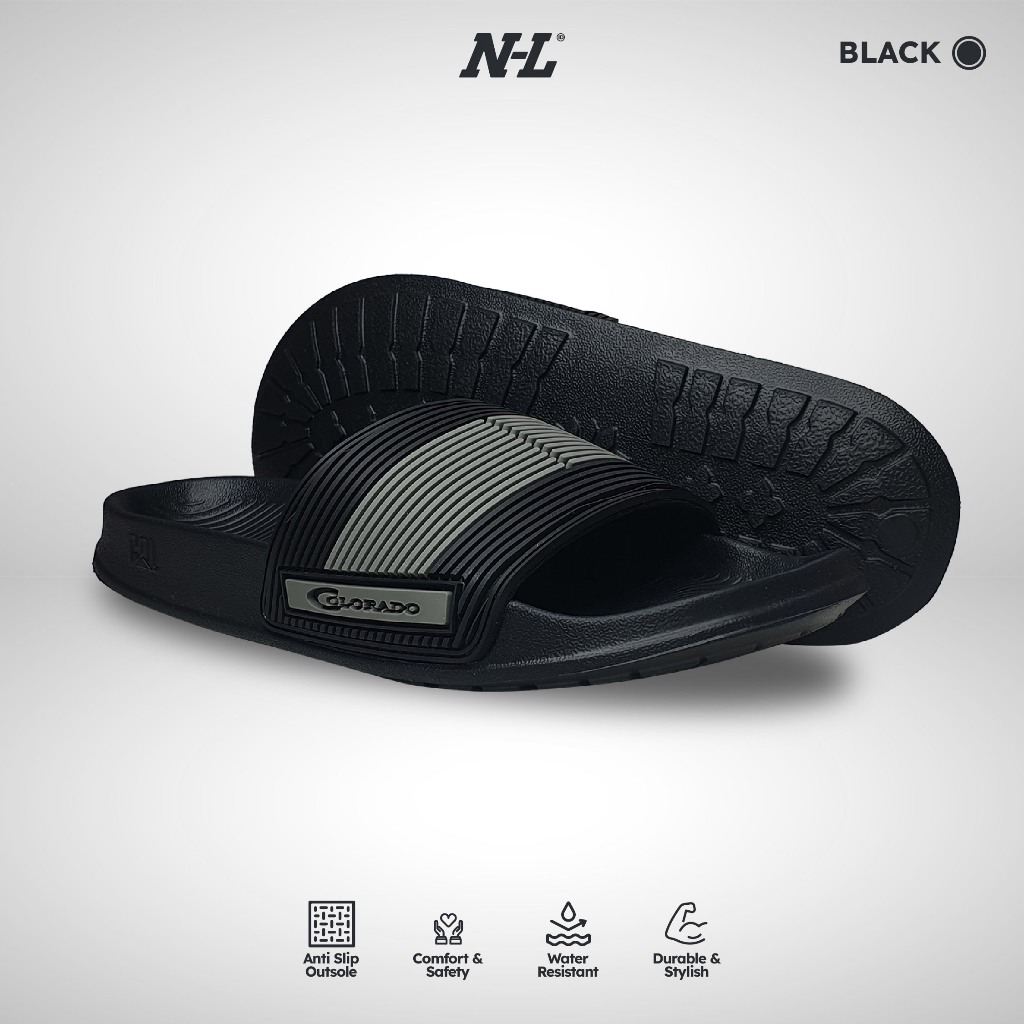 รองเท้าแตะแบบสวมผู้ชาย Colorado Tommy Black – กันลื่น กันน้ํา สวมใส่สบายทุกวัน