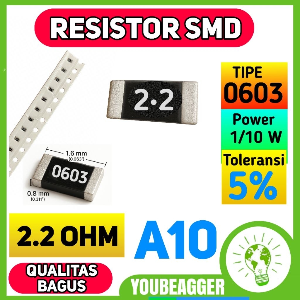 Smd Resistor 2.2 Ohm 2•2 0603 5% 1/10W