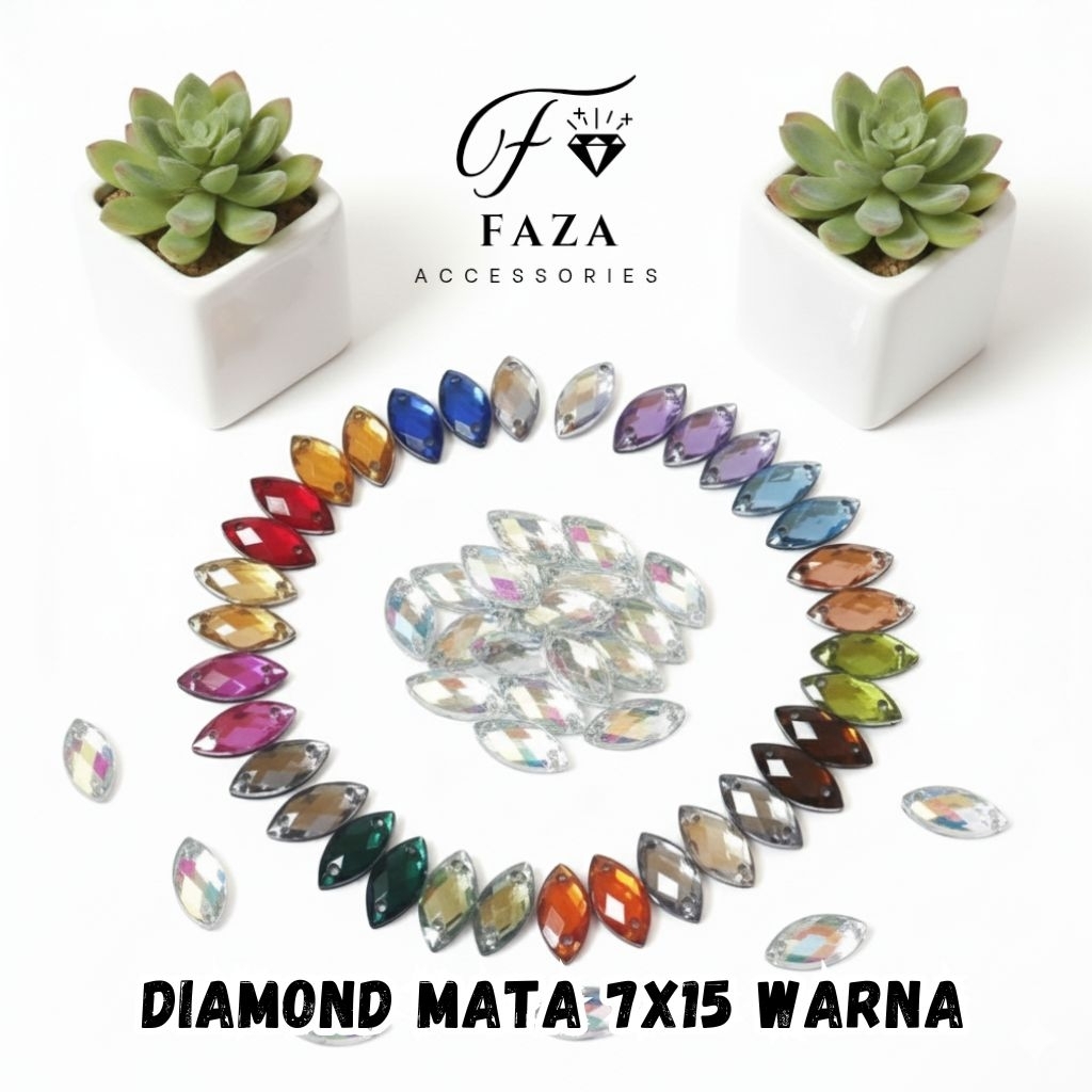 [1โหล] เพชรสามพัน Mata 7x15 / Diamond Mata / Sampan Mata / Sequin Mata / Payet Sampan / Diamond Samp