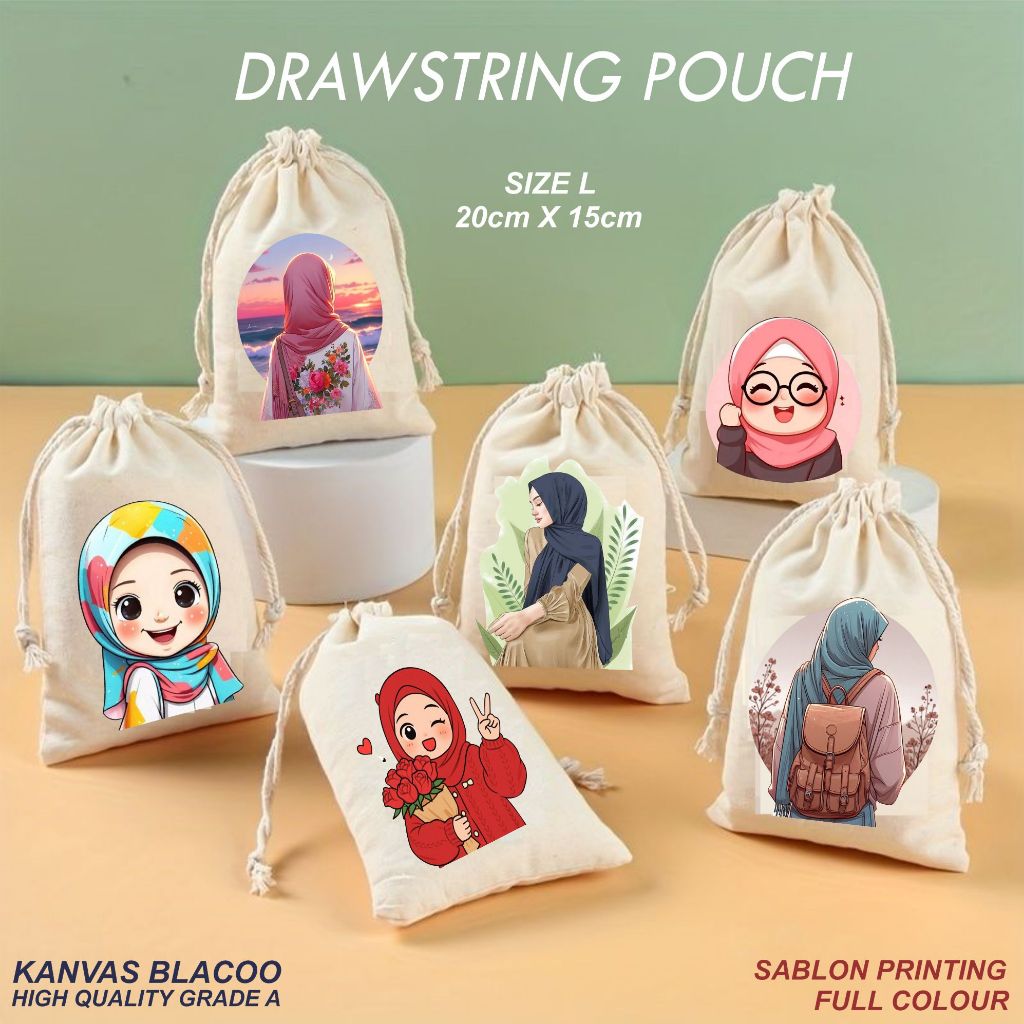 Goodie Bag / Blacu Drawstring Pouch / Hijab Pouch Bag