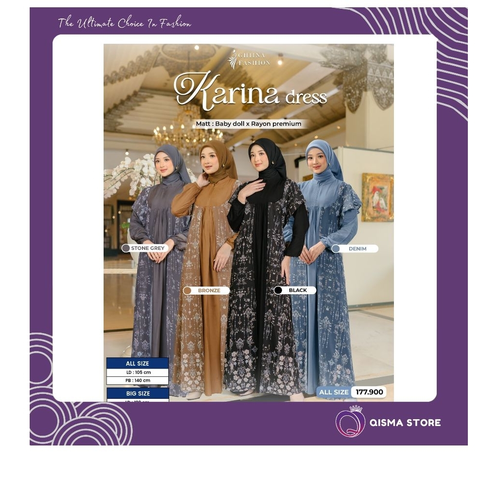 ราคาดีที่สุด// KARINA DRESS MOM & KARINA DRESS KIDS SMALL - BIG BY GHIINA/ QISMASTORE