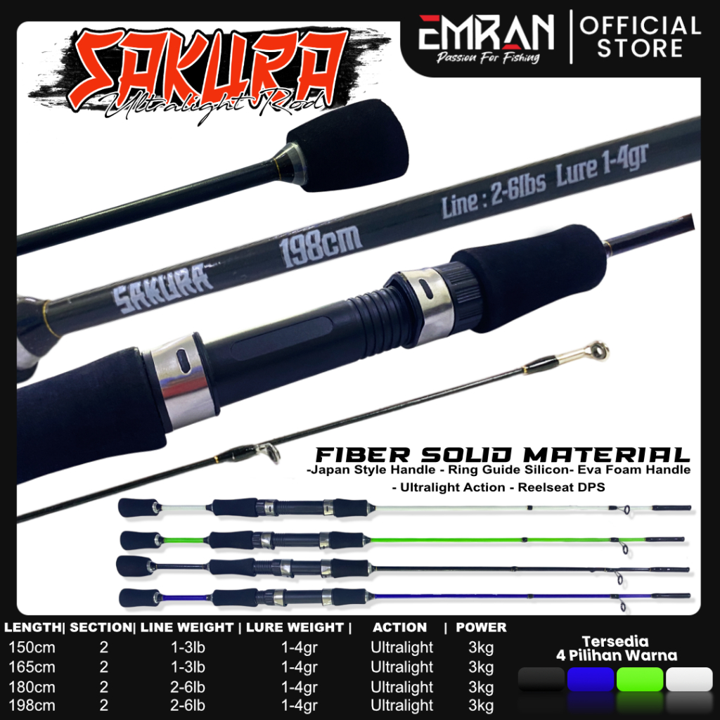 คันเบ็ดไฟเบอร์แข็ง UL Sakura 2-6lb