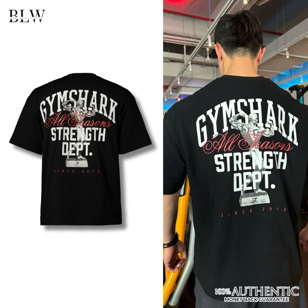Gymsh*rk Trophy Graphic Tee Black Original 100% | เสื้อยืดยิมผู้ชายพรีเมี่ยม | เสื้อยืดกีฬาสีดํา GT-