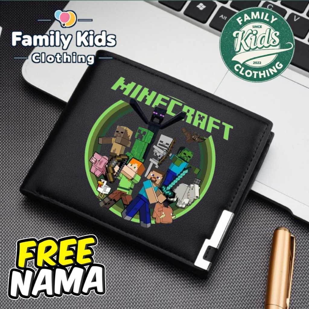 (ชื่อฟรี) UNISEX MENS & WOMENS WALLETS MINECRAFT LOGO LEATHER WALLETS