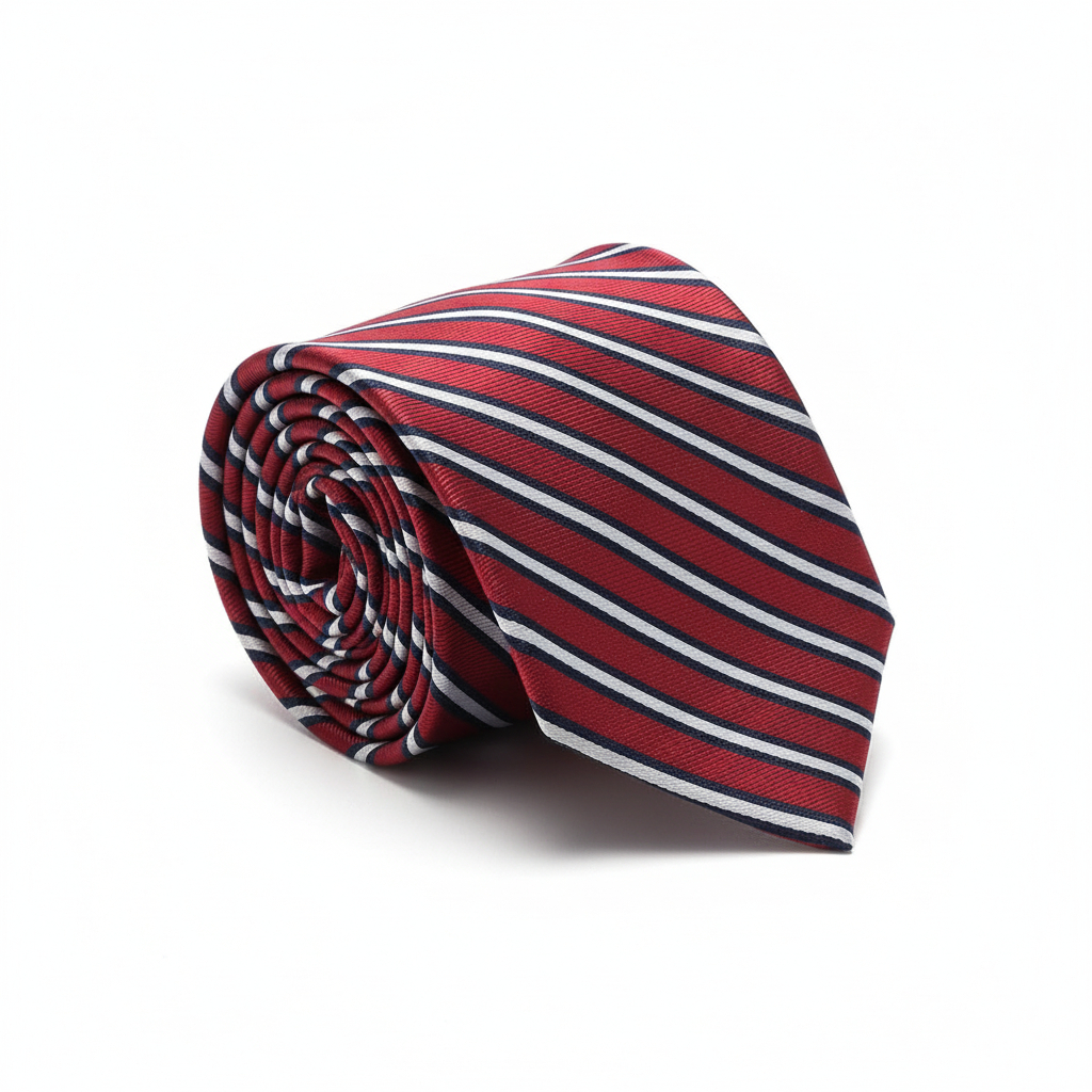 MERAH เน็คไทผู้ชายผูกคอหรูหรา ขนาด 8 ซม. ลายทางสีแดง DS019