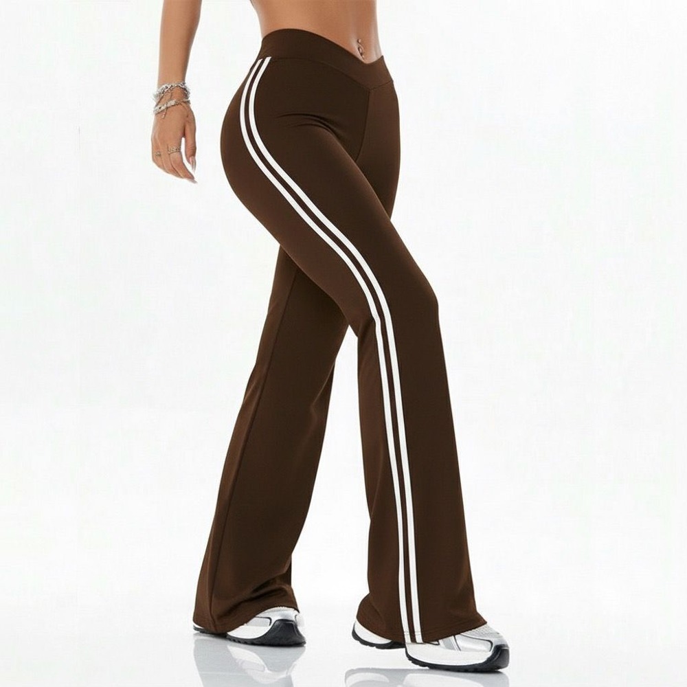PTM - PREMIUM Highwaist Flare Pants Stripe 2 Stretch Jumbo Office Sports Gym Pilates Running Yoga 8E