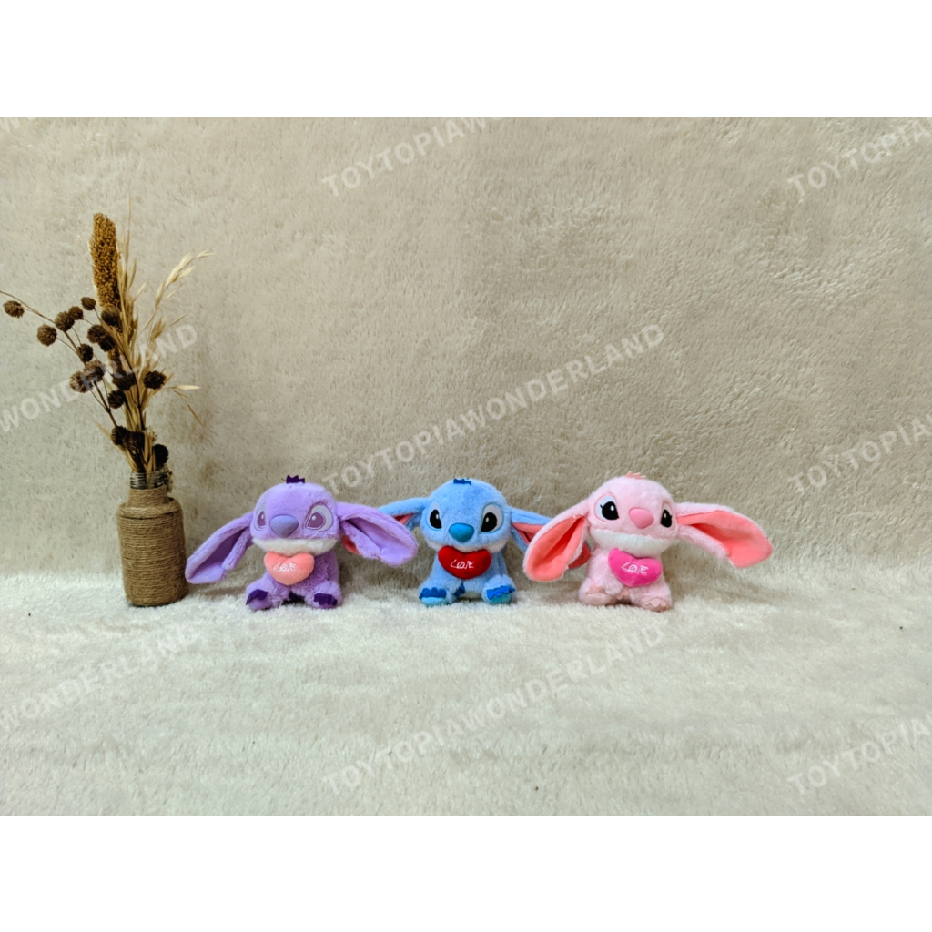 GANTUNGAN TTW Stitch พวงกุญแจพร้อมความรักกระเป๋าพวงกุญแจ Charm Stitch Angela Feather