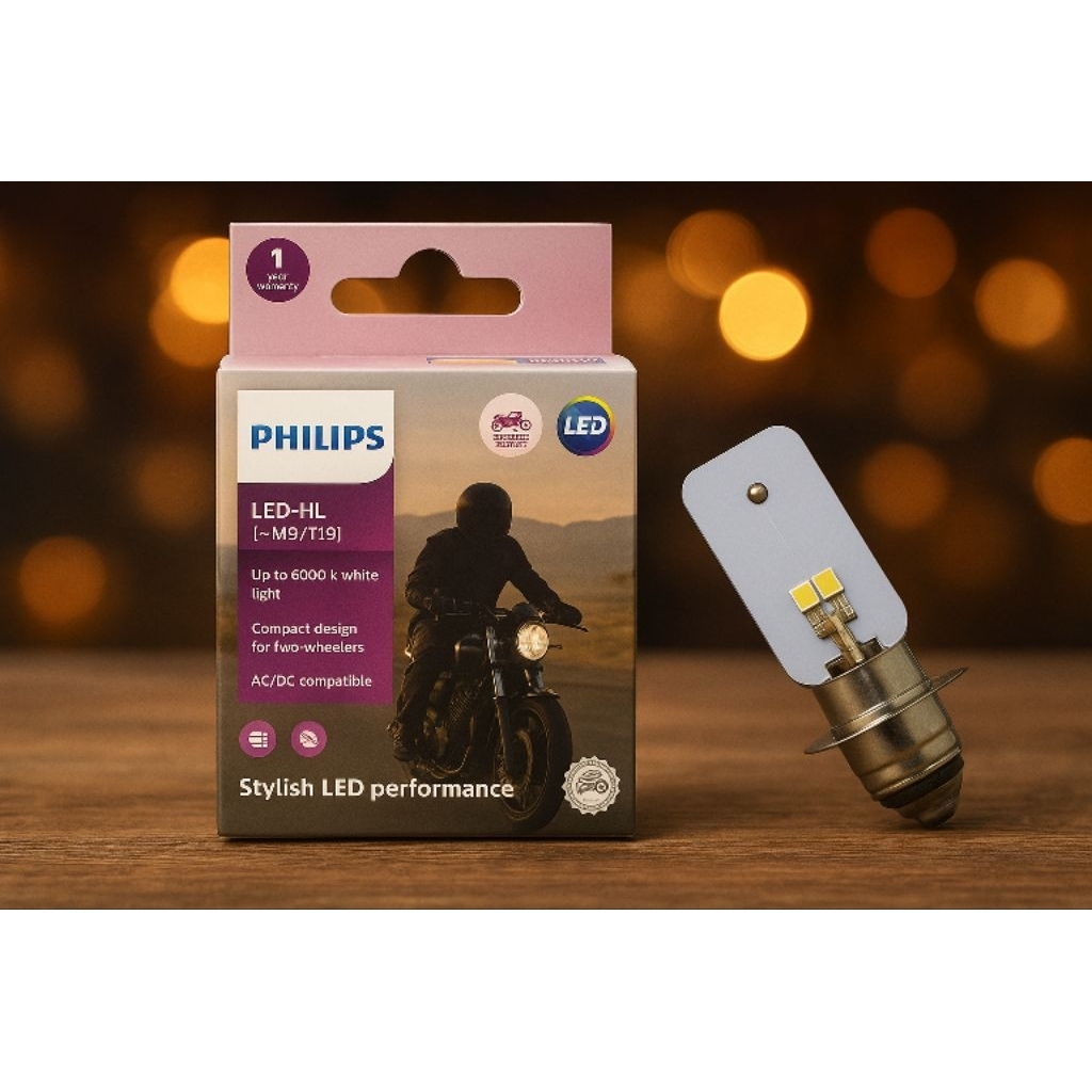 ขาย Philips Ultinon 1001 ไฟ LED มอเตอร์ไซค์ 6000K – หลอดไฟหน้ารถจักรยานยนต์ AC/DC, HS1/M5