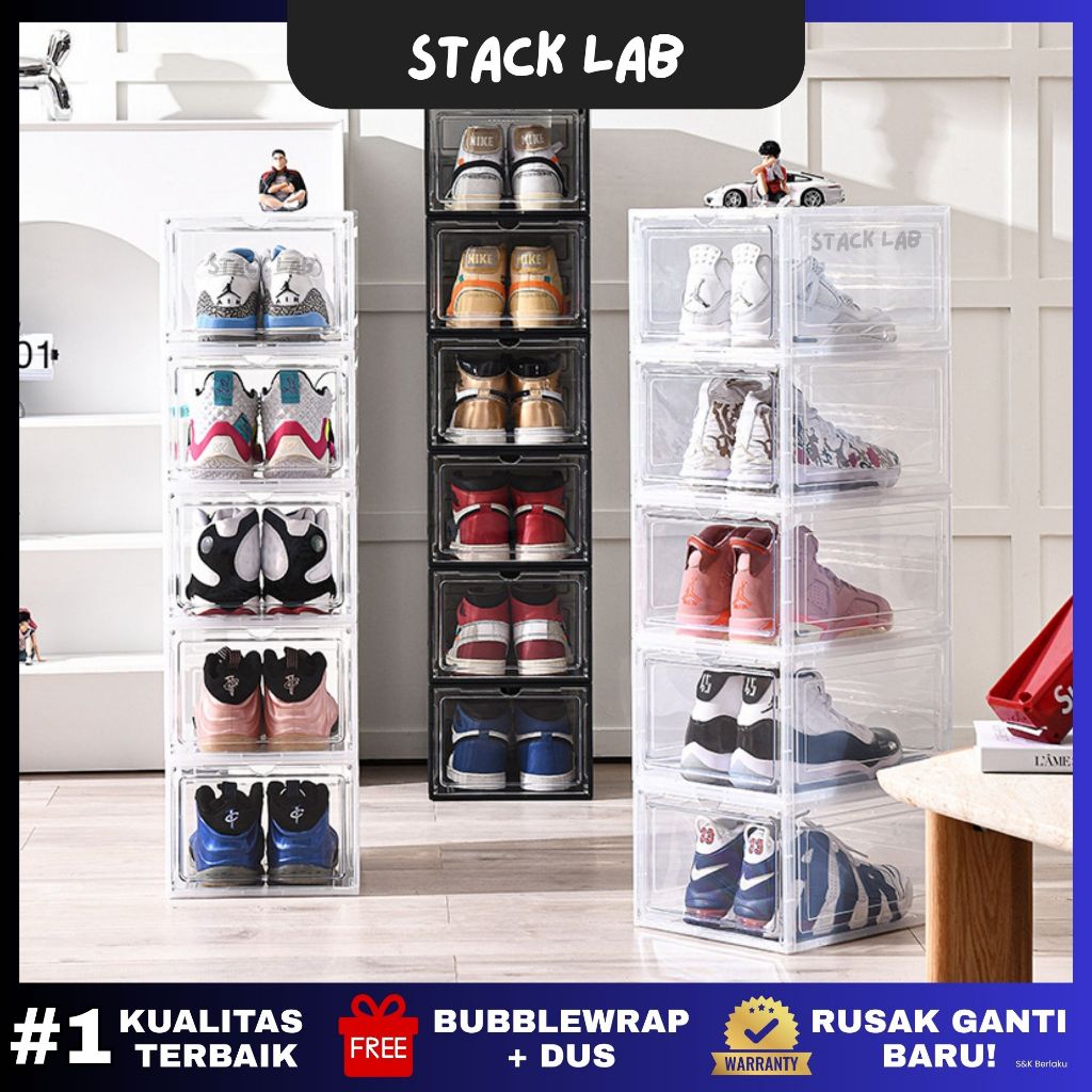 STACK LAB - Front Drop Large Shoes Box Clear Display Box กล่องรองเท้าใส