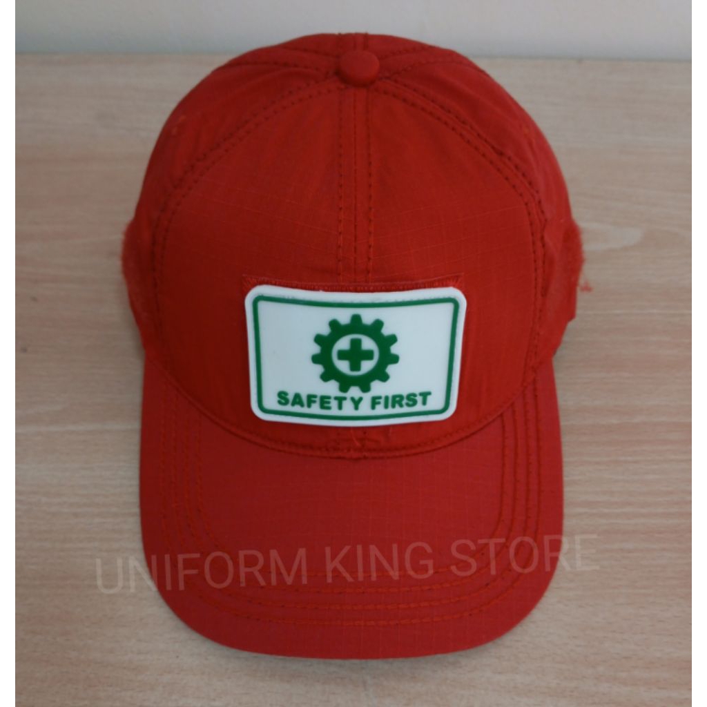 MERAH RED FIRST SAFETY HAT 1 RUBBER PATCH - RED FIRST SAFETY HAT WITH RUBBER PATCH ADHESIVE - FIRST 