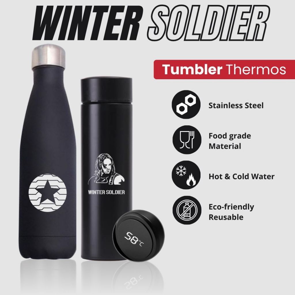 TERMOS WINTER SOLDIER - TUMBLER THERMOS ออกแบบที่กําหนดเองโลโก้ฤดูหนาว SOLDIER