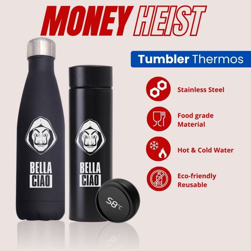 MONEY HEIST - TUMBLER TEMOS CUSTOM DESIGN LOGO MONEY HEIST LA CASA DEL PAPEL