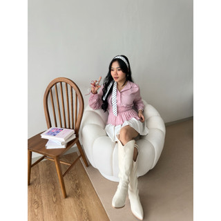 NONA Fitted Long Sleeve - Kemeja Kerja Motif Polkadot Elegan Anggun Rapi dan Chic untuk Sehari-Hari