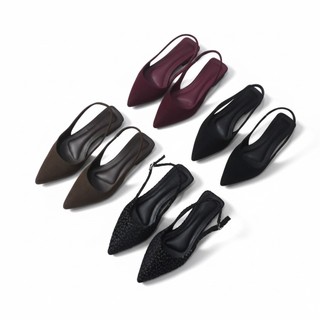 Vespera - Gabriella sandal selop wanita suede | pointy flats