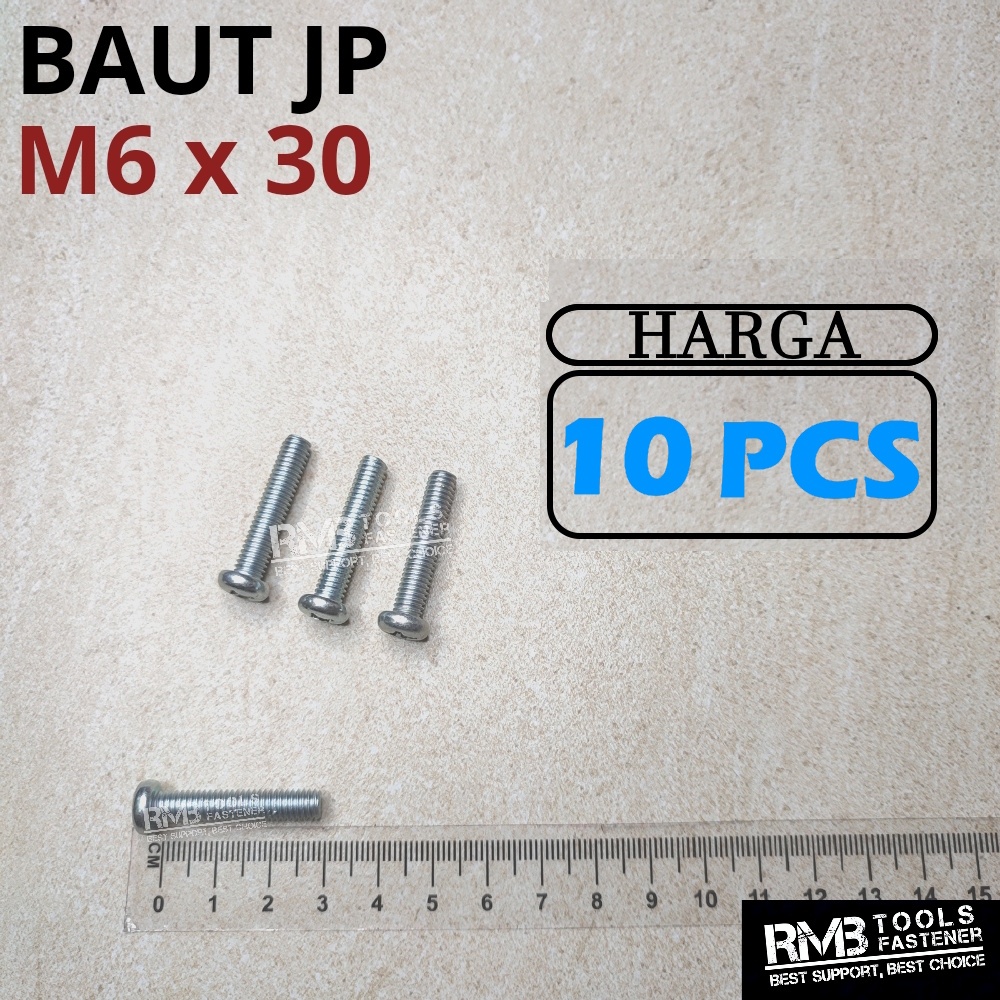 M6x30 JP Bolt Pentol Pan Machine Screw Plus ไขควง + M6
