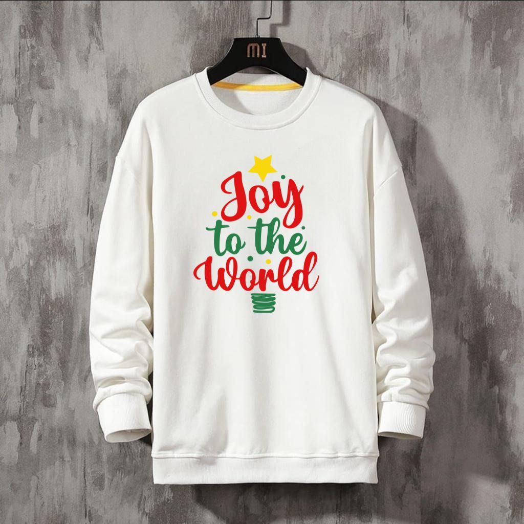 Merry Christmas JOY TO THE WORLD Christmas SWETER เสื้อสเวตเตอร์ผู้ชายและผู้หญิงล่าสุด ML XL / ASGAR