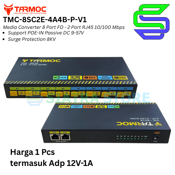 Tarmoc TMC-8SC2E-4A4B-P-V1 | สวิตช์แปลงสื่อ 8FO 2LAN / 8 FO 2 LAN 10/100Mbps POE IN 9-57 โวลต์ | 8SC