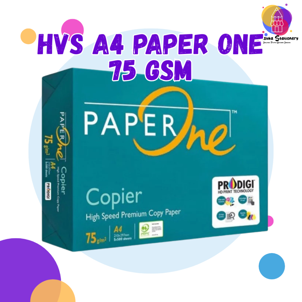 A4 75gsm HVS Paper One กระดาษถ่ายเอกสารพรีเมี่ยมความเร็วสูง 1 รีม