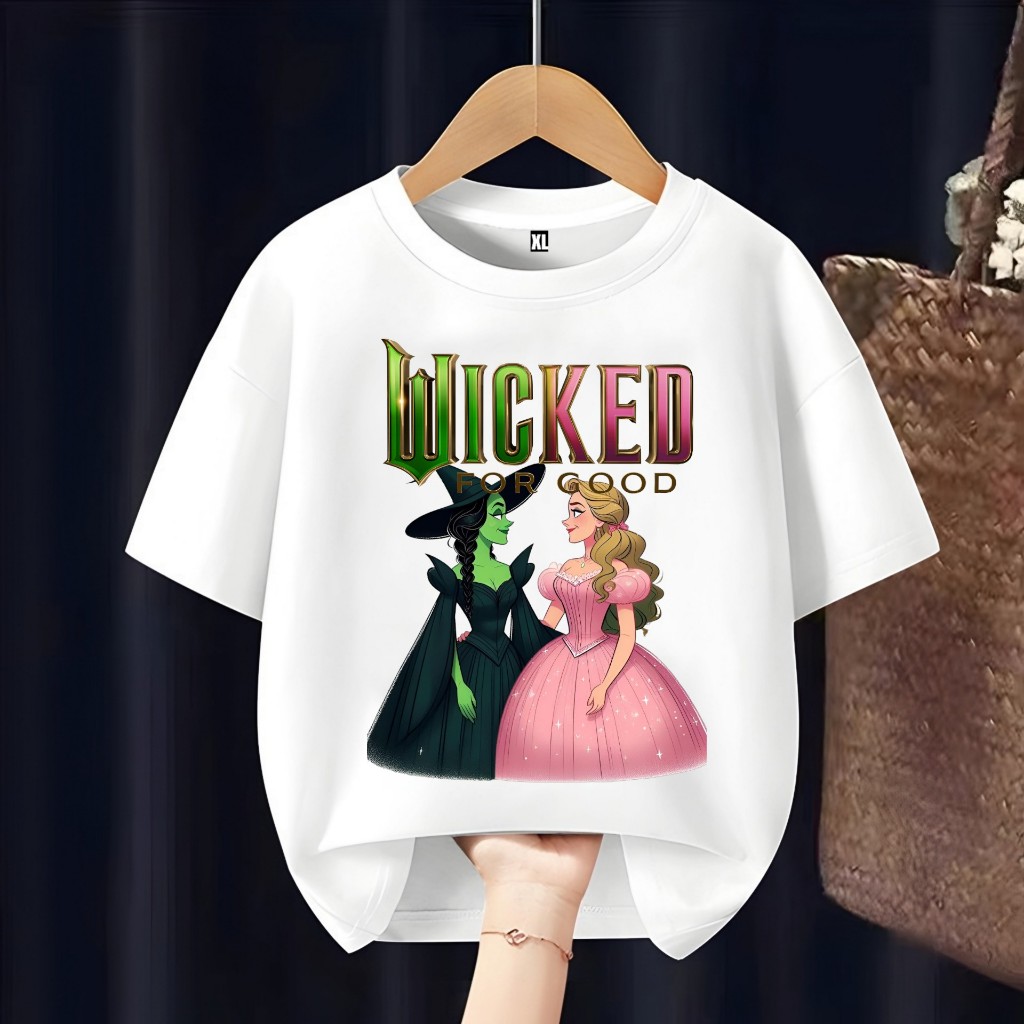 GLINDA และ ELPHABA WICKED เสื้อยืดเด็กสําหรับชื่อที่กําหนดเองที่ดีฟรี