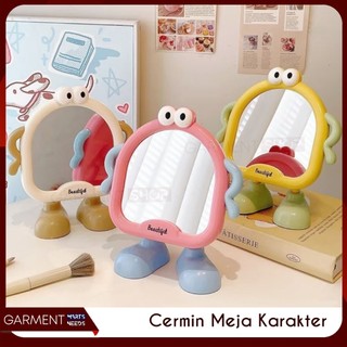 Cermin Meja Karakter Lucu Imut Model Kartun Korea Standing Mirror Dekorasi Kamar Anak Aesthetic Portable