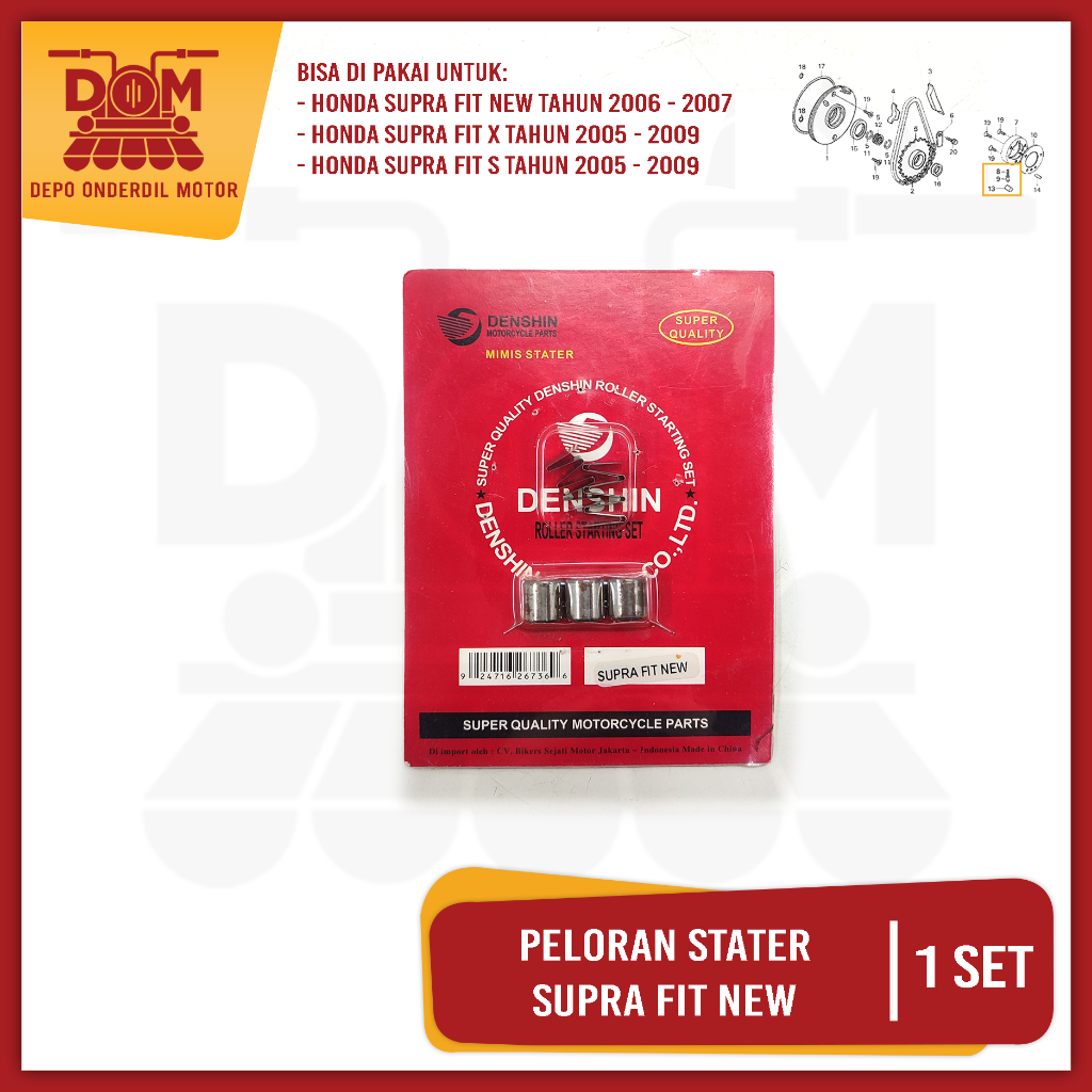 SUPRA FIT NEW (DENSHIN) Starter Pelor Mimis One Way Double Starter HONDA FIT X FIT S FIT ใหม่
