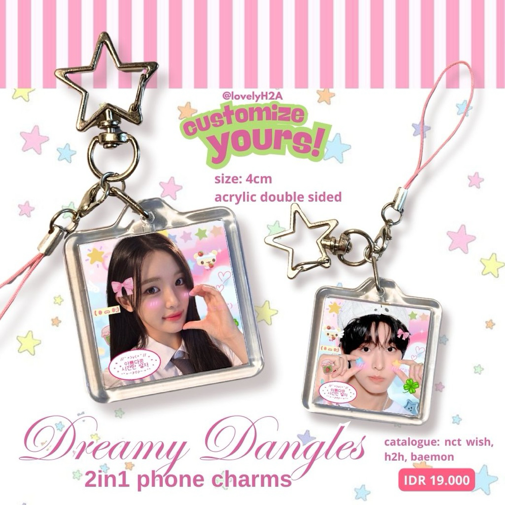 HP GANTUNGAN [dreammy danggles] โทรศัพท์ charm ที่แขวนอุปกรณ์เสริมโทรศัพท์มือถือรูปถ่ายแบบกําหนดเอง