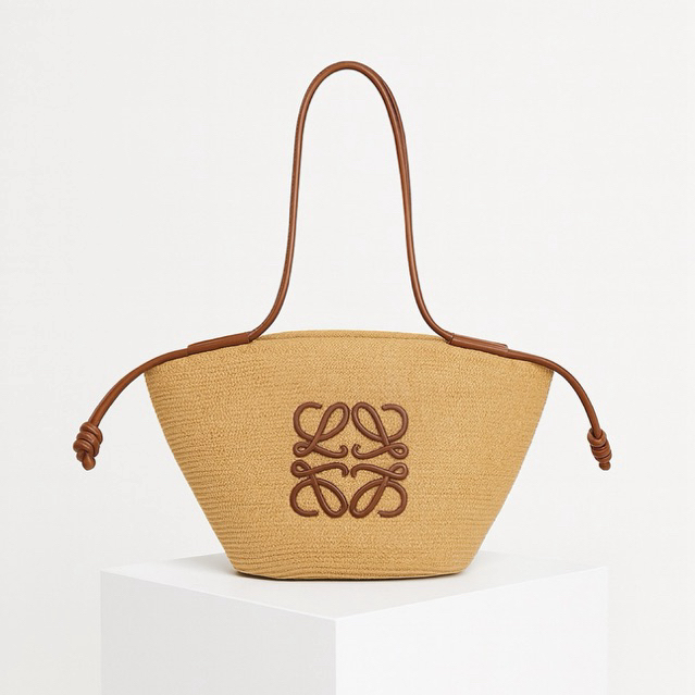 Tote Bag LOWE Anagram Basketทอกระเป๋าชายหาดถักฟางนําเข้าแฟชั่นผู้หญิงระดับพรีเมียม