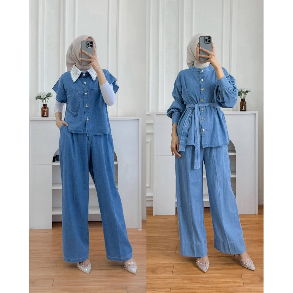 VELYN EZLYN AIZA MERLINDA SENATA MICIE กางเกงยีนส์ผู้หญิง/ONE SET JEANS/JUMBO JEANS SET/ชุด การทําอา