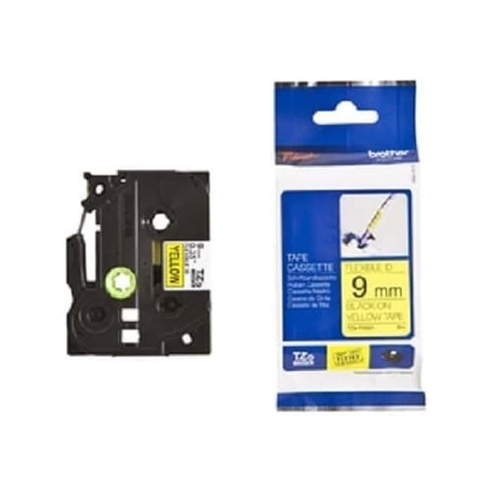 BROTHER Label Tape TZE FX621 ยืดหยุ่น 9mm สีดําบนเหลือง