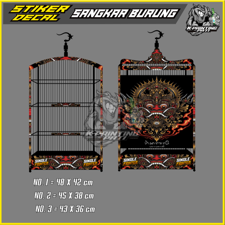 BIRD CAGE/BIRD CAGE DECAL STICKER - SINGLE FIGHTER BOX BIRD CAGE KICAU FIGHTER