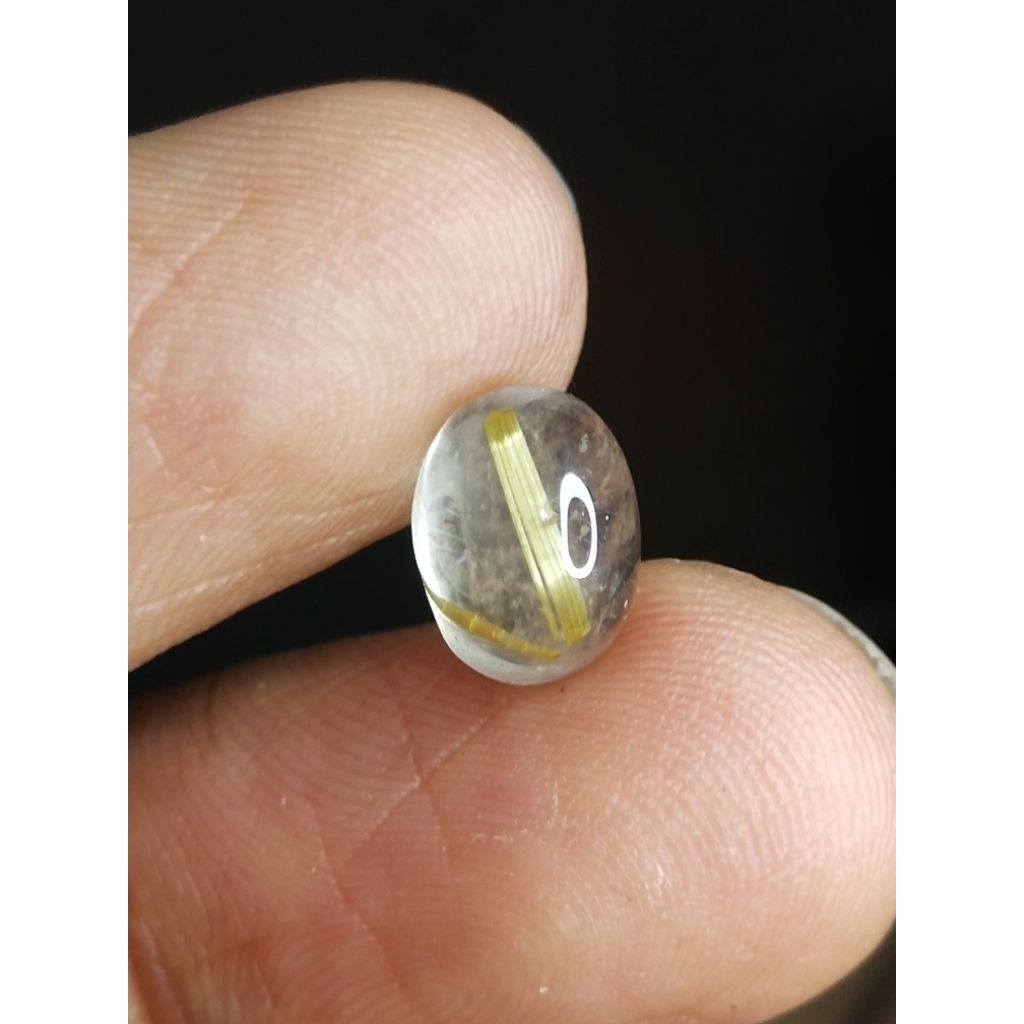 Natural Golden Rutilated Quartz 9 x 7 x 6.9 มม. 2.95 Ct Original NTD Gold Hair Amethyst Oval Cabocho