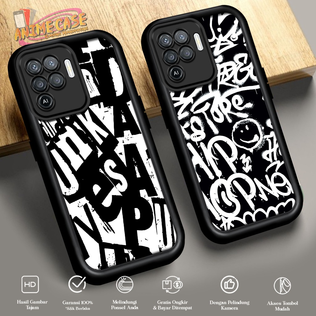 กรณีพรีเมี่ยมเข้ากันได้สําหรับ OPPO A94 RENO 5F F19 PR0 [ FONT1 ] ฝาครอบโทรศัพท์ปลอก Softcase Glossy