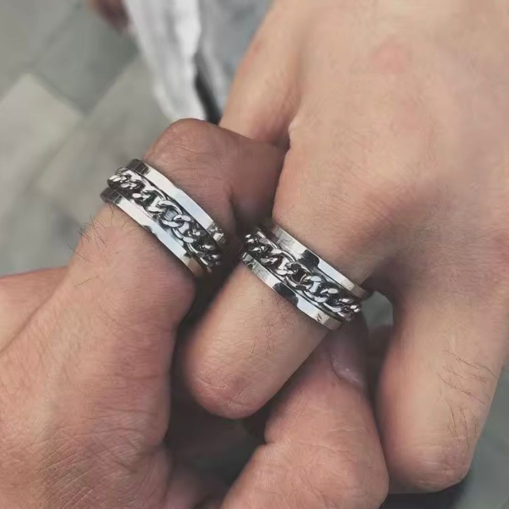 REVOLVED SPINNER CHAIN RING ANXIETY TITANIUM RING CAN BE ROLLER RINGS ANTI-RUST DOES ไม่ทํา ALLERGIE