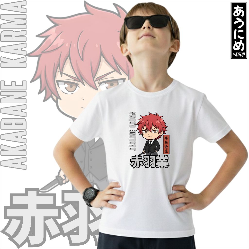 เสื้อยืดการ์ตูนอนิเมะ Unisex สําหรับเด็กชายและเด็กหญิง AKABANE KARMA KORO SENSEI ผ้าฝ้ายหวี