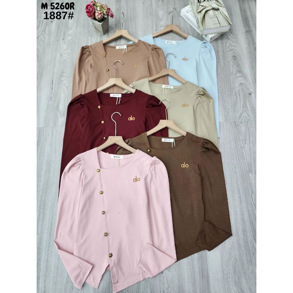 เสื้อยืดผู้หญิง TOP M5260R 1887 STRETCH PREMIUM SLIP BUTTONS ใหม่ล่าสุด CURRENT แฟชั่นABLE
