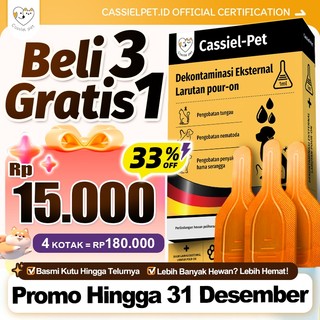 Cassiel Pet Obat Tetes Kutu Kucing/Anjing/Hewan – Basmi Kutu, Gatal, Tungau Telinga/Jamur 3ml