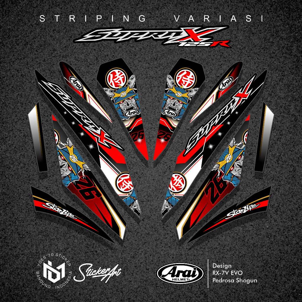 HONDA SUPRA X 125 CARBON / BATMAN / BM 3 / SUPRA 125 OLD CARBON / ARAI MOTIF สติ๊กเกอร์แถบตัวแปร