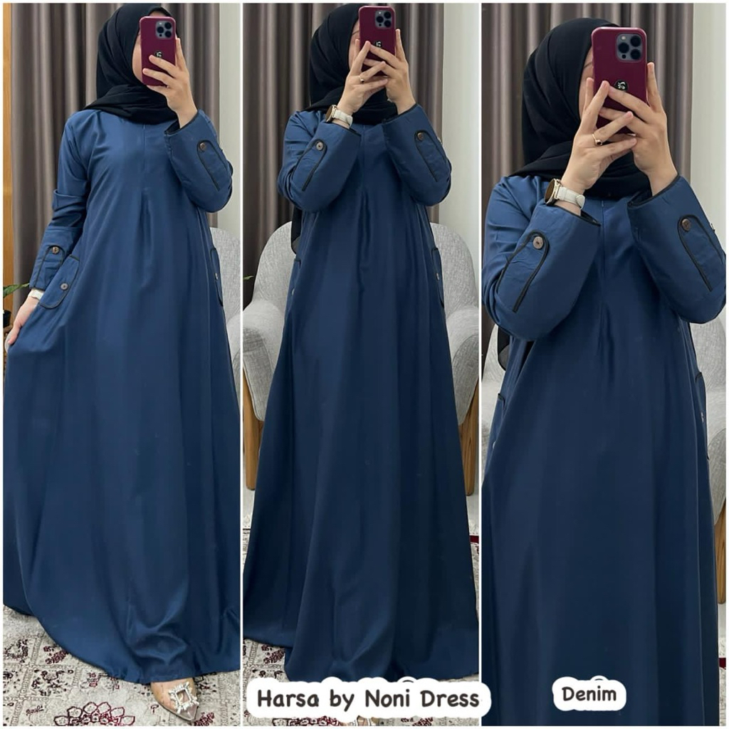 อาหรับ Daster Noni Dress HARSYA Maxi Dress Gamis Twill Premium By Noni