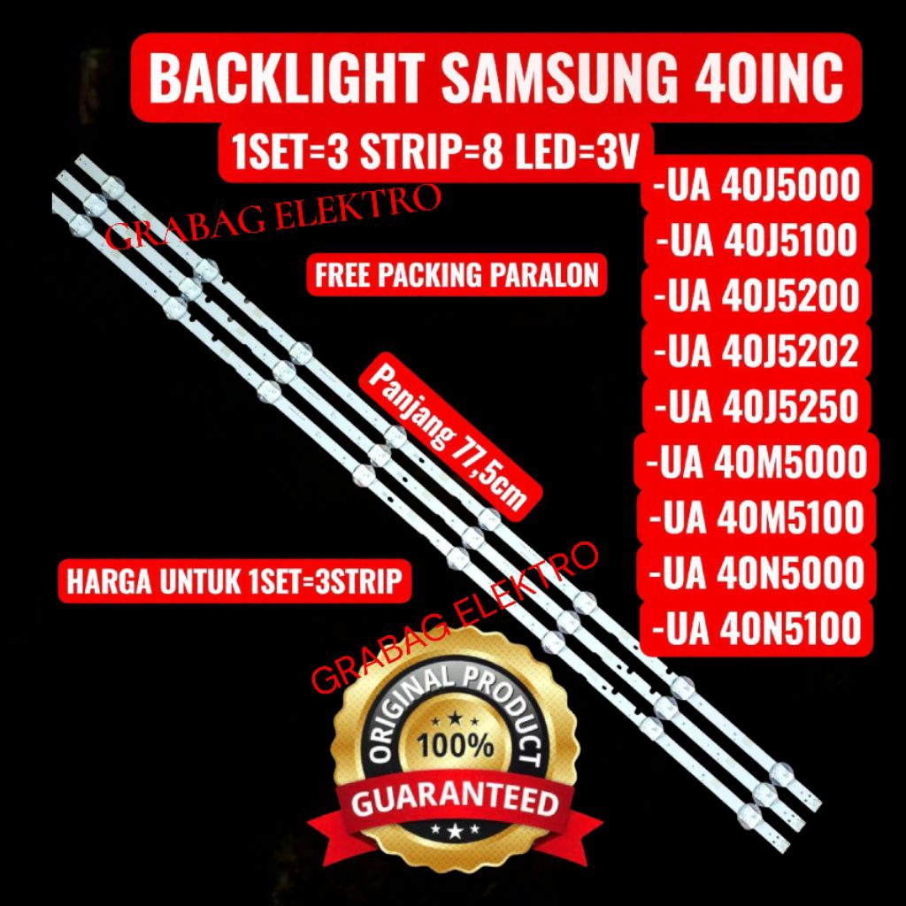 SAMSUNG BACKLIGHT 40INC UA40J5000 40J5100 40J5200 40J5202 40J5250 3btg