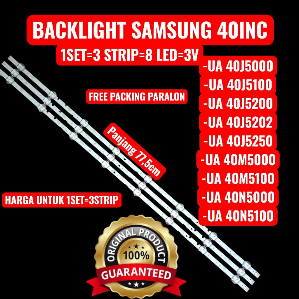 ไฟแบ็คไลท์ samsung 40inc ua40j5000 40j5100 40j5200 40j5202 40j5250 40n5000 40n5100 40m5000
