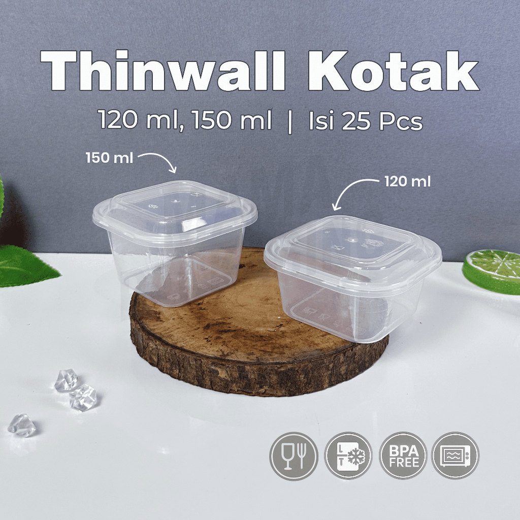 [25PCS] Thinwall Box DM 120 ml 150 ml / Shatterproof / Square / Plastic Lunch Box / SQ