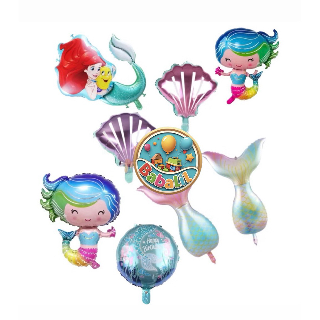 Mermaid Foil Balloon Shell Mermaid Tail / Ariel Mermaid Foil Balloon - sulinca