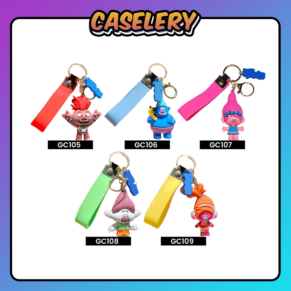 GANTUNGAN [GC] พวงกุญแจตัวละคร Trolls สีสันสดใสระดับพรีเมียม